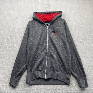 Y2K Billabong Zip Up Hoodie Graphic Logo Sweatshirt Mens M Gray Surfer Vintage